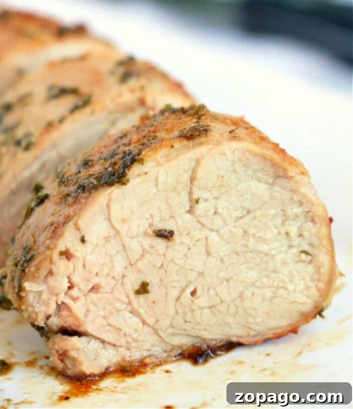 Perfect Air Fried Pork 2 Air Fryer Pork Loin recipe - perfectly cooked and sliced