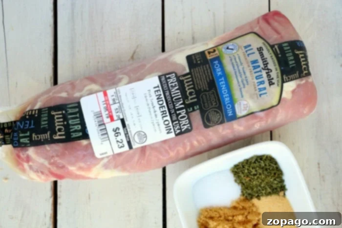 Perfect Air Fried Pork 4 Raw pork loin seasoned and ready for the air fryer