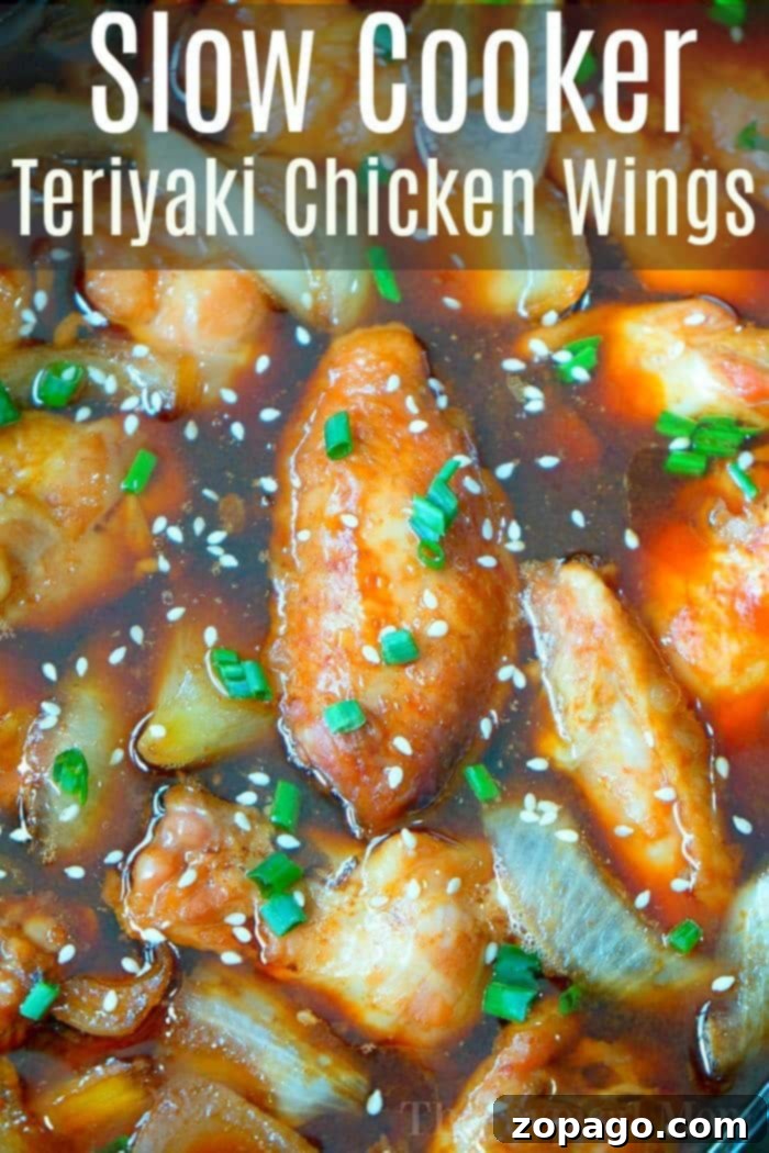 Easy Slow Cooker Meals 8 Slow Cooker Teriyaki Chicken Wings garnished with sesame seeds