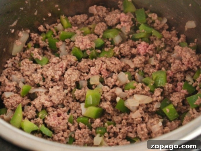 Speedy Instant Pot Sloppy Joes 4 A top-down view of sloppy joes in an Instant Pot, ready to be served.