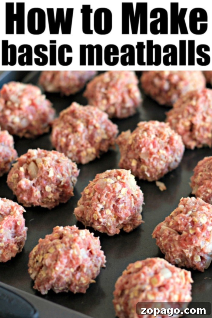 Best meatball recipe you can use in spaghetti or sauced as an appetizer! Easy to make in your oven with a few ingredients in just 10 minutes. #meatballs #meatball #thetypicalmom #homemade Preparing Raw Meatballs on a Baking Tray for Baking