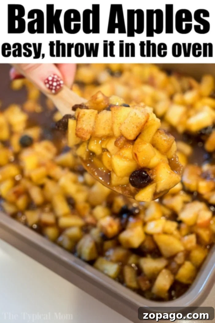 Easy baked apples with cinnamon in your oven will be your favorite dessert or brunch item! Like homemade apple pie filling without the crust, it's amazing. #bakedapples #apples #dessert #fruitdessert #appledessert #applepiefilling Easy Baked Apples