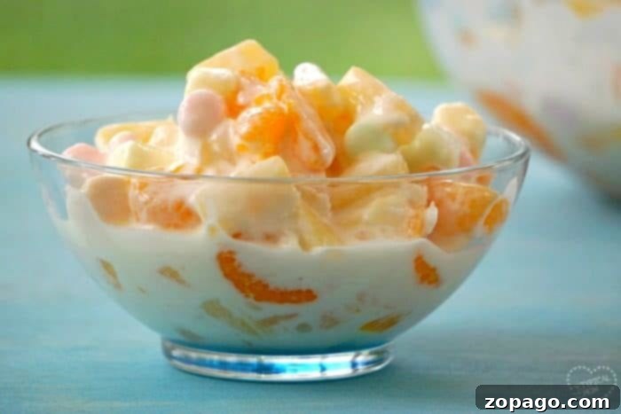 No-Fuss Ambrosia Salad 2 Classic ambrosia recipe, a sweet fruit and marshmallow salad