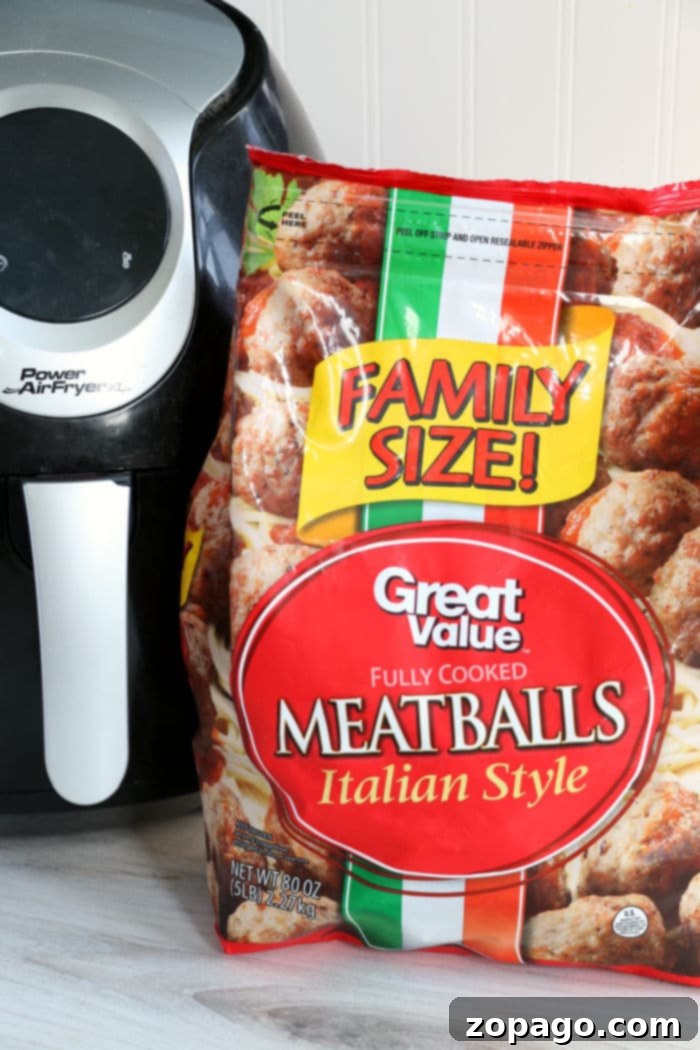 Air Frying Frozen Meatballs 3 frozen meatballs in air fryer