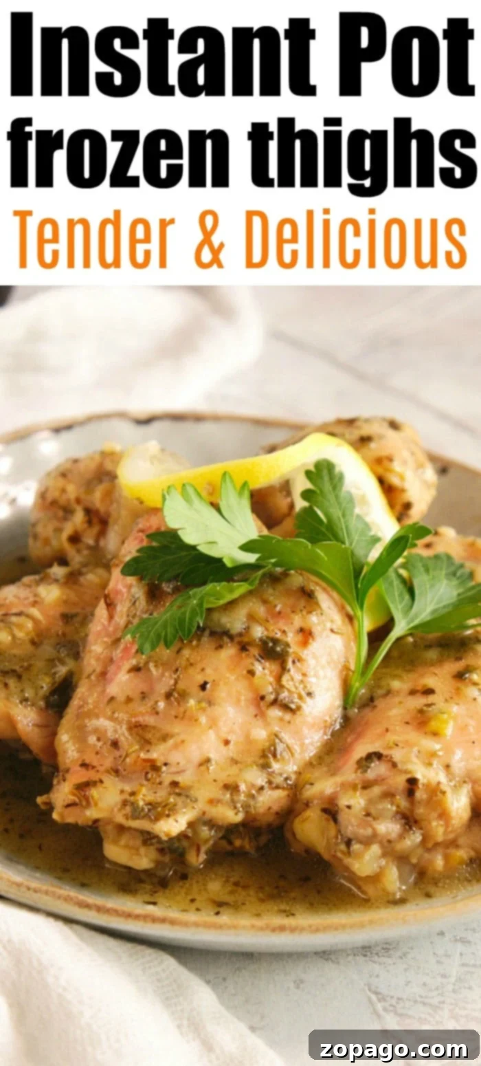 Enjoy tender, flavorful frozen chicken thighs from your Instant Pot! Frozen Chicken Thighs Instant Pot, final dish