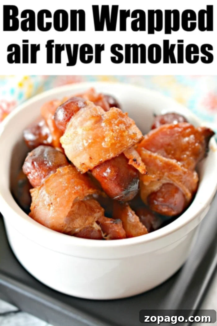 Irresistible Air Fryer Bacon Wrapped Smokies 10 Bacon Wrapped Smokies in Air Fryer
