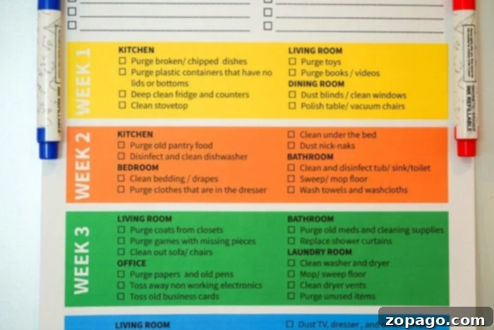 cleaning printable for monthly tasks