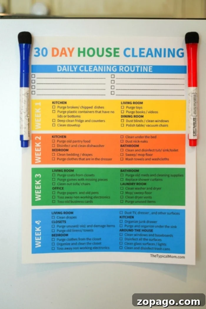 30 Days to a Sparkling Home: Your Weekly Checklist 4 house cleaning printable
