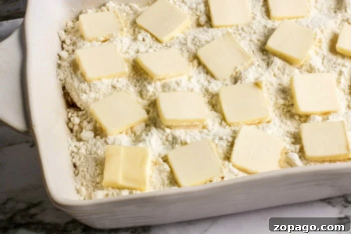 Effortless Fresh Peach Dump Cake 5 Baked peach dump cake