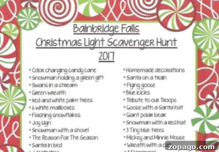 Bainbridge Circle's Christmas Light Wonderland 4 Bainbridge Circle Christmas Lights Scavenger Hunt List