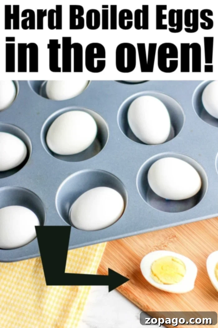 Skip the Pot: Oven Hard Boiled Eggs 5 An inviting image demonstrating how to hard boil eggs in the oven using a muffin pan for consistently perfect results, ideal for various dishes and occasions.