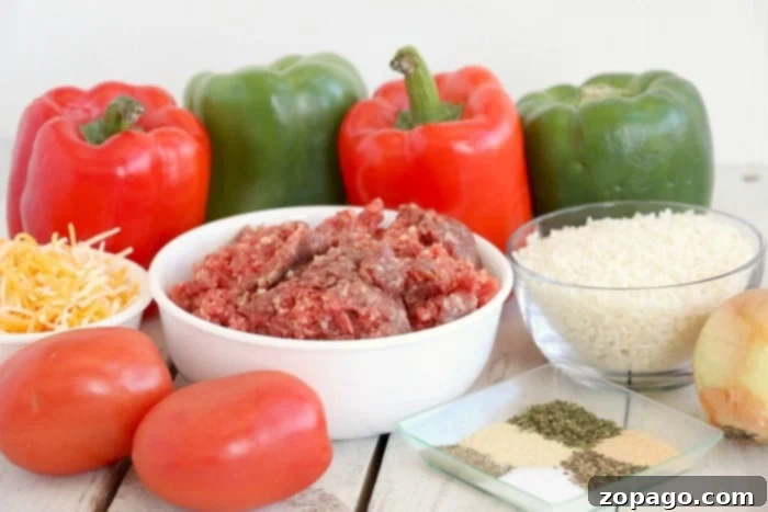 Air-Fried Stuffed Bell Peppers 3 stuffed bell pepper ingredients