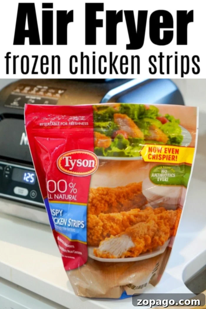 Achieve Restaurant-Quality Crispy Chicken Tenders in Your Air Fryer Close-up of golden-brown air-fried frozen chicken tenders in an air fryer basket, perfectly crispy and ready to serve.