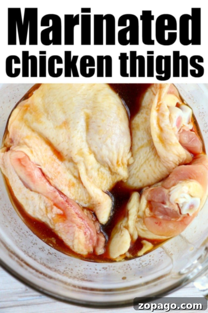 Juicy Air Fryer Marinated Chicken Thighs 5 Homemade teriyaki marinade in a bowl with chicken thighs