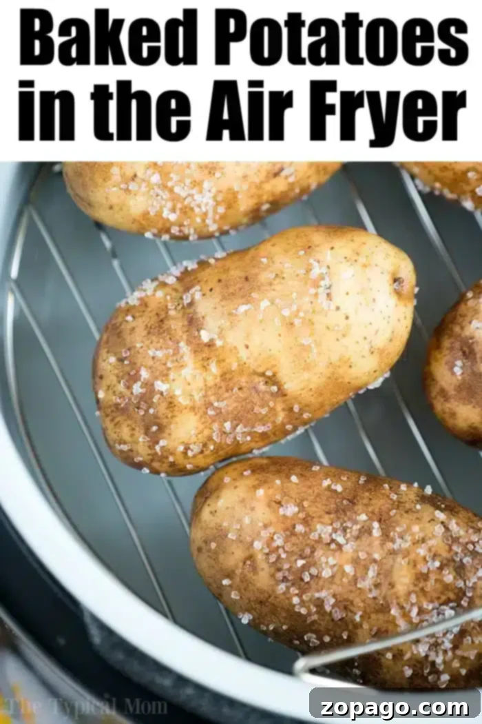 Crispy Air Fryer Potato Recipes 4 Variety of air fryer potato recipes on a wooden board
