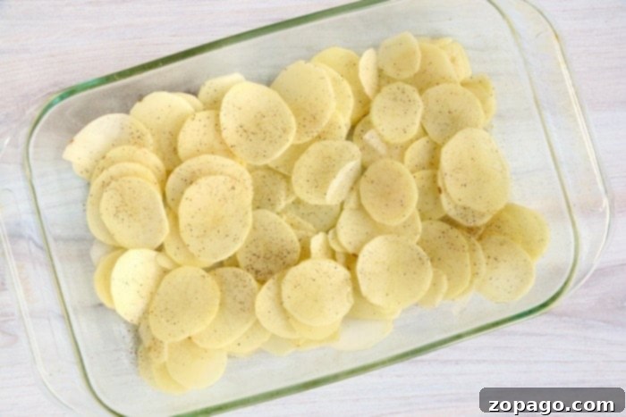 Hearty Ground Beef and Potato Bake 3 Easy potato recipe featuring thinly sliced Russet potatoes