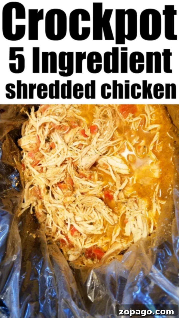 Crockpot chicken taco meat is great for meal prepping or made in large batches and frozen for later use. With a few ingredients you'll have a yummy meal. A close-up of delicious Crockpot Chicken Taco Meat, ready for serving.