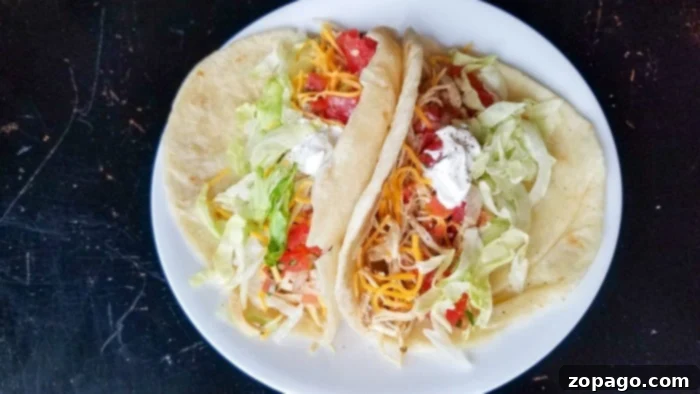 Slow Cooker Chicken Taco Filling 6 Finished chicken taco meat, shredded and ready to eat.