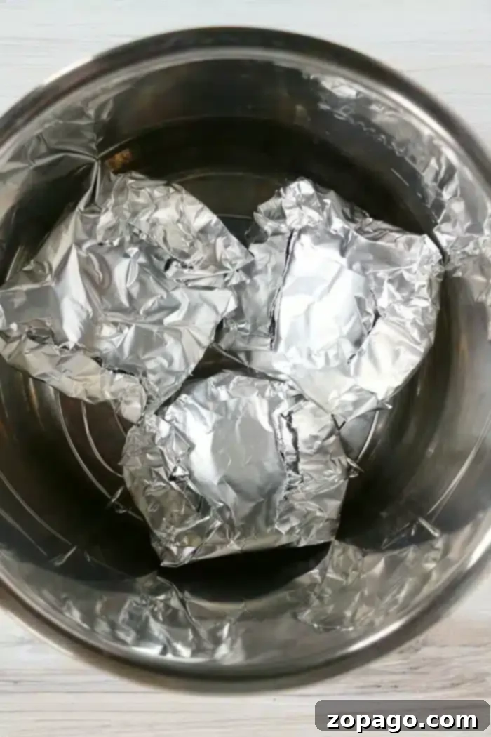 Effortless Instant Pot Foil Burgers 7 Frozen Hamburgers in Instant Pot: ready to be cooked