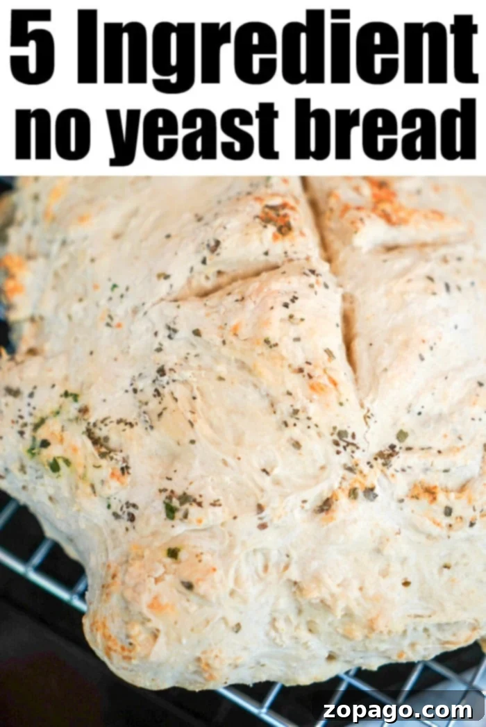 Easy bread recipe no yeast style turns out so good with just 4 ingredients! Add garlic salt, basil and oregano to give it an Italian flavor with pasta. Easy Bread Recipe No Yeast
