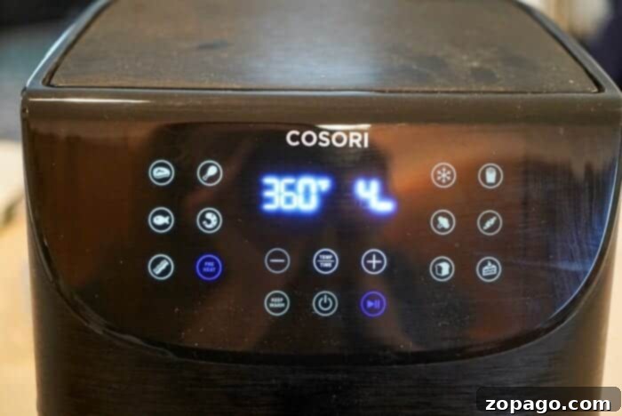 Crispy Frozen Air Fryer Favorites 3 Cosori air fryer in action