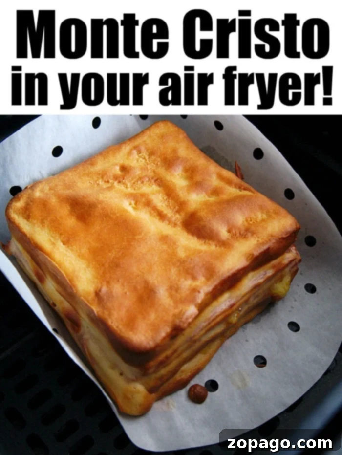 Air fryer Monte Cristo sandwich is a bite of heavenly perfection. If you love the ham and Swiss battered version at Disneyland, you'll go crazy over this Air fryer sandwich with powdered sugar