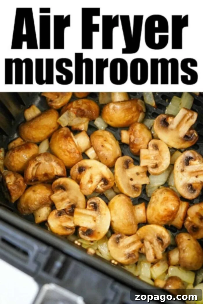 Crispy Air Fried Mushrooms 6 Air-fryer-mushrooms, glistening with seasoning, ready to be served