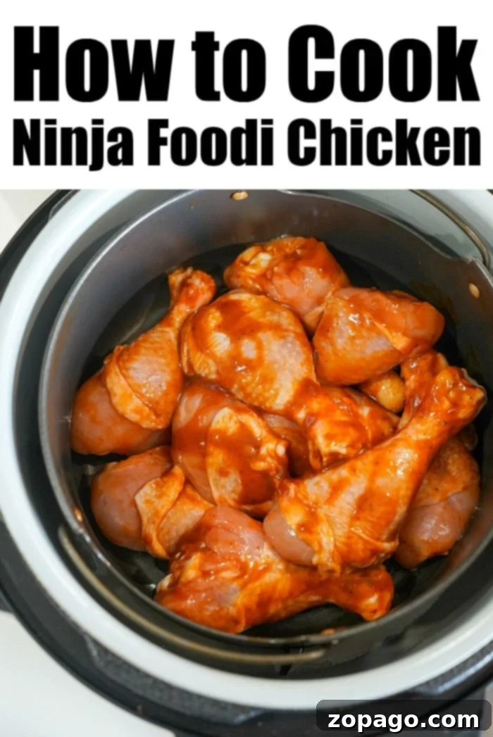 Ultimate Ninja Foodi Barbecue Drumsticks 7 Ninja Foodi filled with chicken legs, illustrating the cooking process.