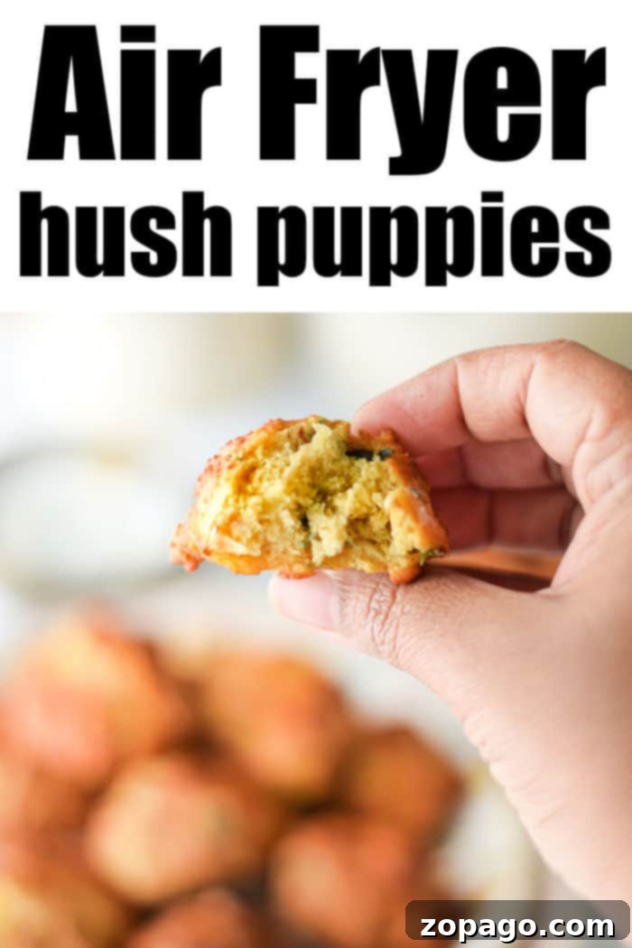 Crispy Air Fryer Hush Puppies 2 Crispy golden brown hush puppies fresh from the air fryer