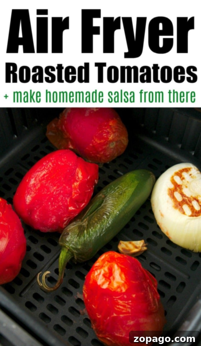Air Fryer Roasted Tomatoes 9 A clear step-by-step image showcasing how to roast tomatoes in an air fryer, highlighting the simplicity and effectiveness of the method for home cooks.