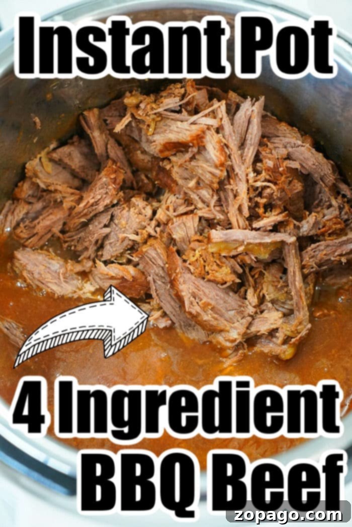 Tender Instant Pot BBQ Beef 10 Pressure cooker BBQ beef prepared for serving