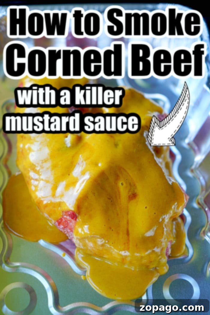 Elevating Corned Beef with Mustard 4 Succulent corned beef served with a generous drizzle of homemade mustard sauce.