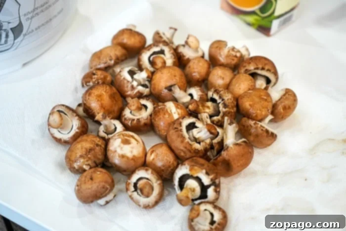 Perfect Instant Pot Mushrooms 5 Fresh baby bella mushrooms, ideal for Instant Pot cooking