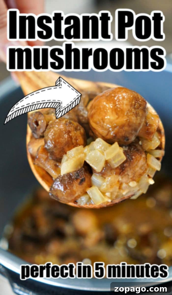Perfect Instant Pot Mushrooms 9 Best Instant Pot mushrooms served in a rustic bowl