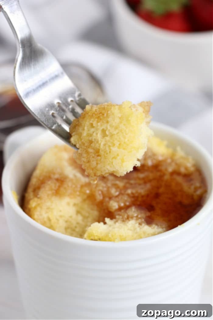 A simple yet satisfying mug pancake recipe, ready for a quick meal.