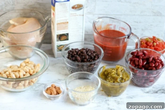 Hearty Instant Pot Chicken Chili 4 Instant Pot chicken chili in a bowl with toppings