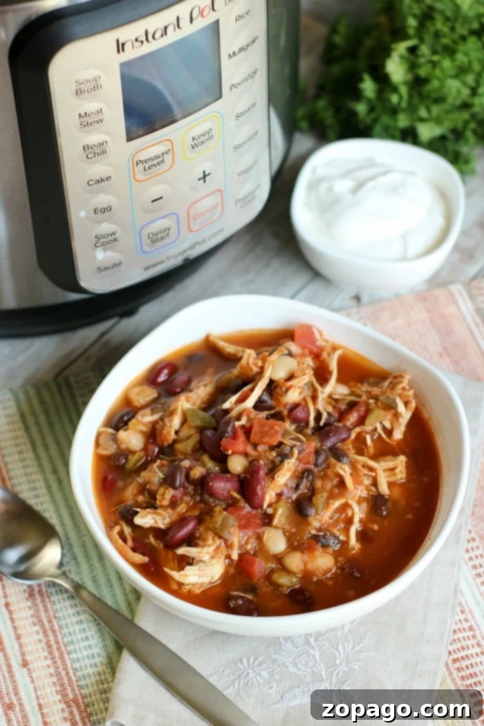 Hearty Instant Pot Chicken Chili 7 Instant Pot Three Bean Chicken Chili, a healthy and quick meal