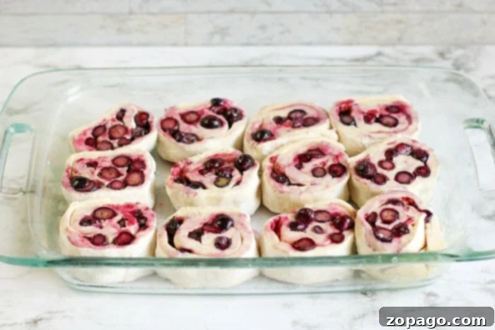 Huckleberry Delights 10 A delicious huckleberry sweet roll garnished with a dollop of vanilla ice cream and fresh huckleberries on top, meticulously prepared for serving.