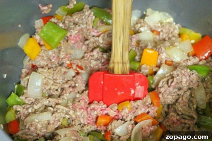 Hearty Instant Pot Stuffed Pepper Soup 4 Instant Pot unstuffed pepper soup in a pot