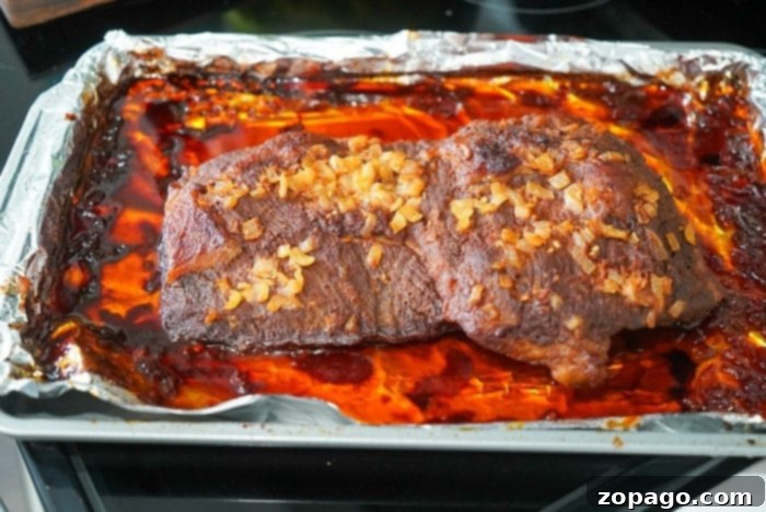Petite Brisket 8 baked beef brisket - sliced and served