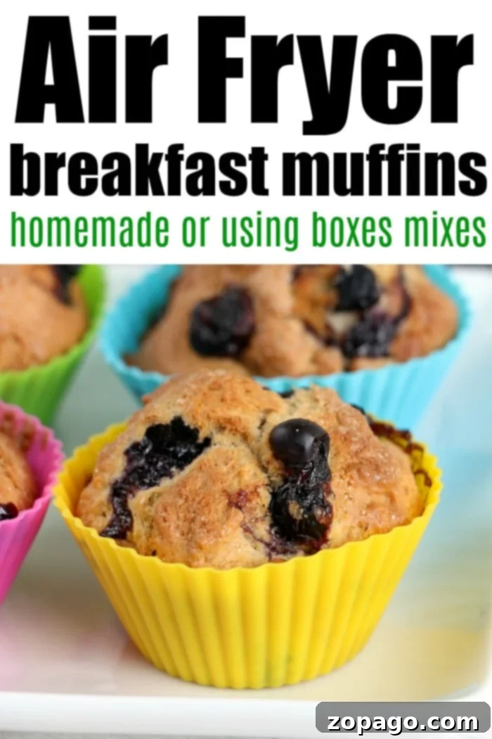 Air Fryer Muffins 8 A basket full of various air fryer muffins, showcasing different flavors