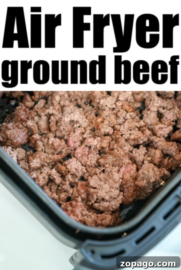 Crispy Air Fryer Ground Beef 11 A vibrant bowl of air fryer ground beef, ready to be incorporated into various meals, showing its perfectly browned and crumbled texture.