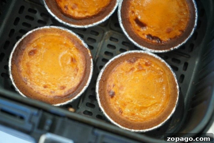 Bite-Sized Pumpkin Pie Delights 10 A tray of freshly baked air fryer pumpkin pies, perfectly golden and ready to be served.