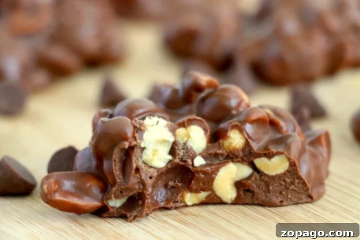 Slow Cooker Peanut Delights 7 A batch of delicious homemade peanut clusters recipe, close up and ready to be enjoyed