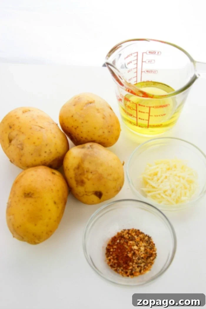Perfect Bake Time for Fries at 400F 3 Beautifully cut russet potatoes ready for baking into delicious French fries.