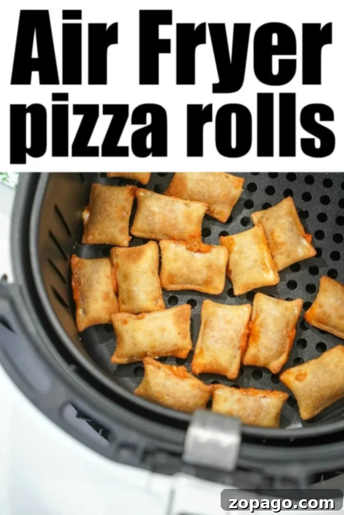 Crispy Air Fryer Pizza Bites 7 Frozen pizza rolls in the air fryer ready to be served