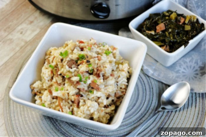 Effortless Slow Cooker Hoppin John 7 Leftover Slow Cooker Hoppin' John served in a bowl