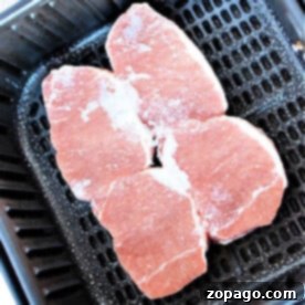 Frozen pork chops in the air fryer - A delicious and quick meal solution.