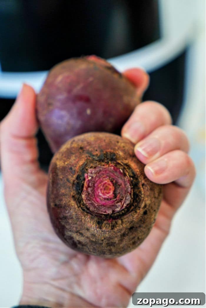 Crispy Air Fryer Beets 3 Close-up of vibrant red beets, showcasing their natural beauty before preparation.