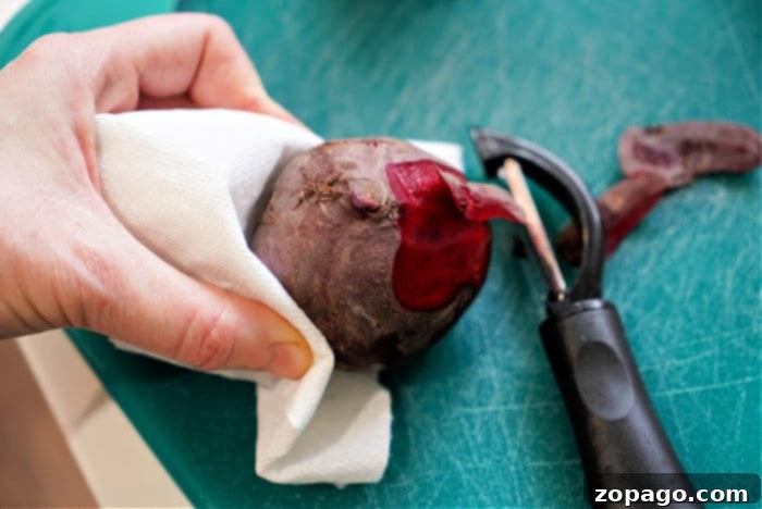 Perfectly Roasted Air Fryer Beets 4 peeling beets